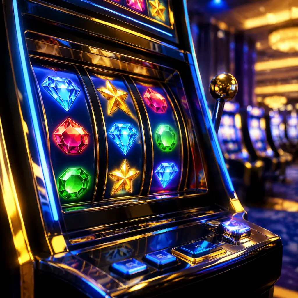 Mesin slot bertema permata di ruang kasino